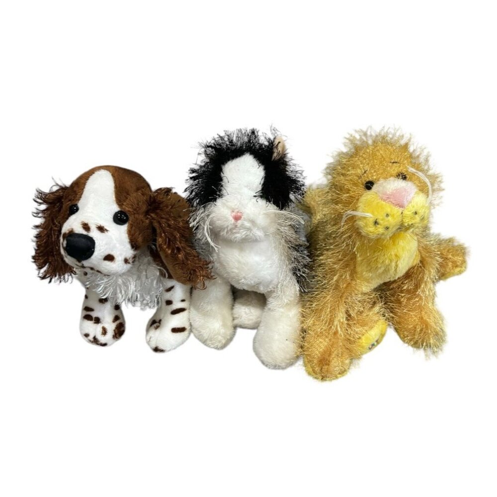 3 Ganz Vintage Y2K Webkinz Dog Cat Yellow Black White Whiskers Stuffed Animal